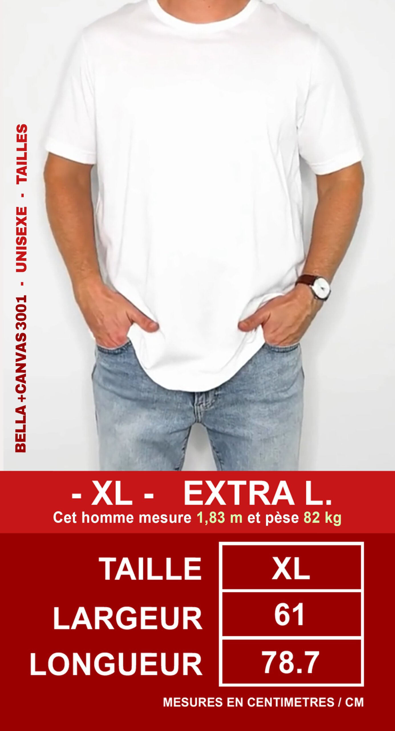 Chinguero-BellaCanvas3001-Photos-Tailles-Hommes-XL